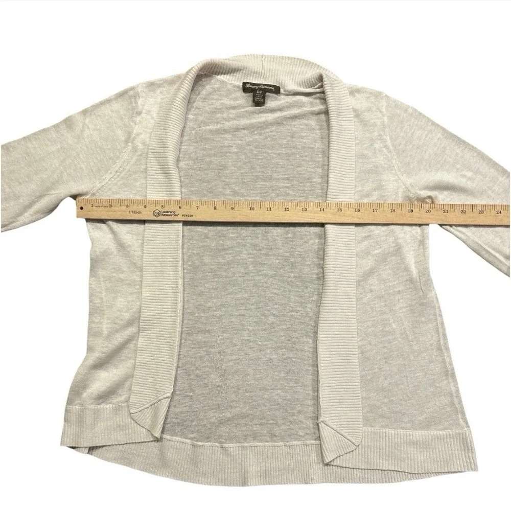 Tommy Bahama Size Small Ivory/ Off White Lea Open 100% Linen Cardigan Open Front - Picture 6 of 8